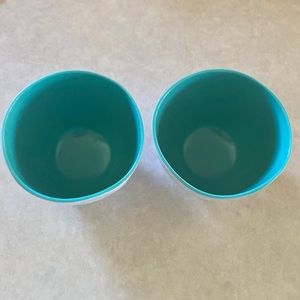 - Two one cup bowls. By HD Designs white and sea foam green or teal